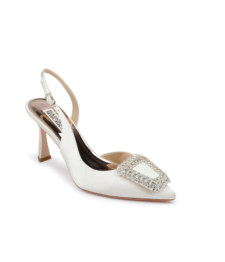 Badgley Enida Stiletto Slingback with Crystal Buckle