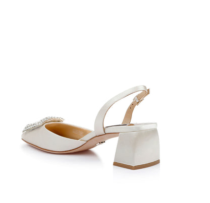 Badgley Emmie Block Heel Slingback with Crystal Buckle