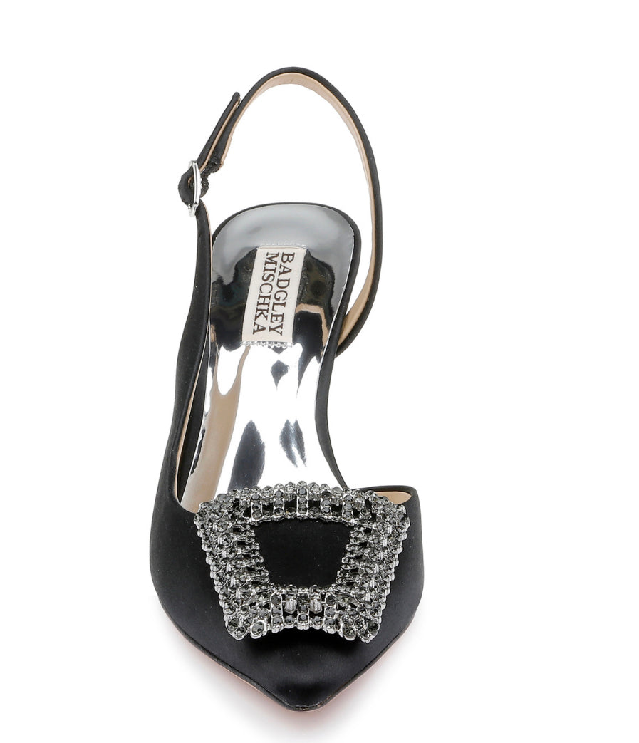 Badgley Enida Stiletto Slingback with Crystal Buckle