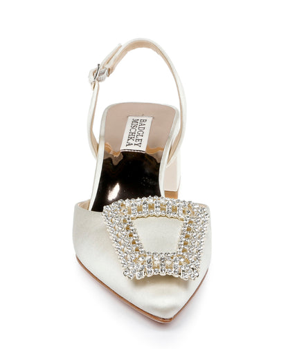 Badgley Emmie Block Heel Slingback with Crystal Buckle