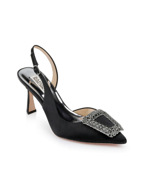 Badgley Enida Stiletto Slingback with Crystal Buckle