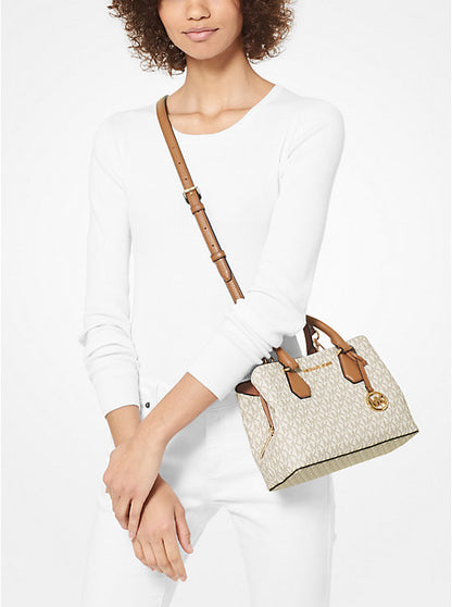 Mk Camille Small Logo and Leather Satchel