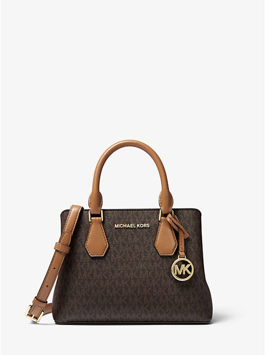 Mk Camille Small Logo and Leather Satchel