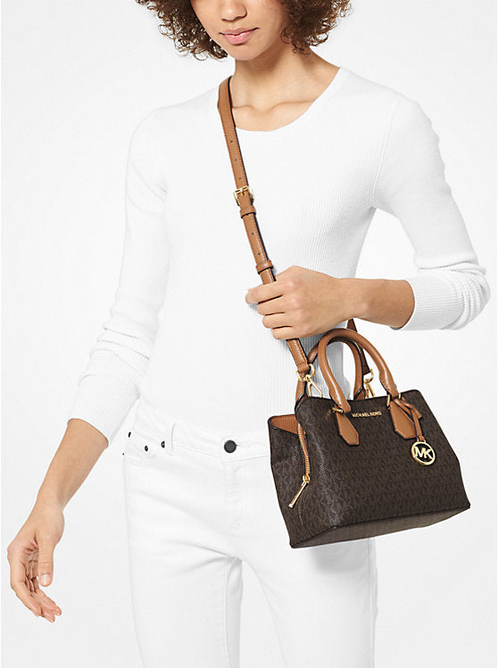 Mk Camille Small Logo and Leather Satchel